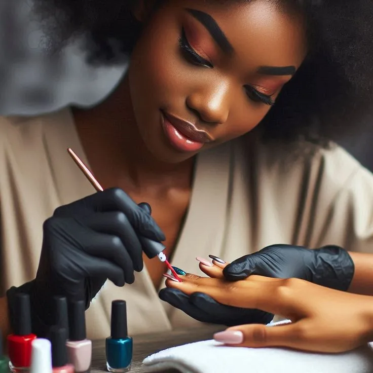 Pose de vernis par une prothésiste ongulaire